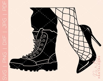 Combat boots and high heels SVG | Military women | Marines, Women Soldier, Fishnet Stockings, Instant Download