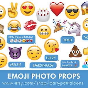 Emoji Photo Booth Props, instant download, Emoji themed birthday party photo booth props.