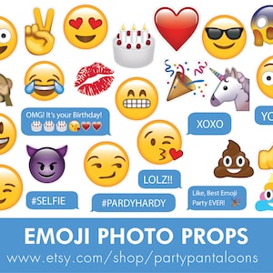 Emoji Photo Booth Props, instant download, Emoji themed birthday party photo booth props.