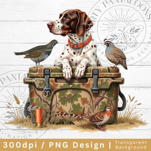 German Shorthaired Pointer PNG,Hunting Dog Cooler PNG, Hunter Camo German Shorthaired Pointer PNG, Summer Outdoor Camping Sublimation Design