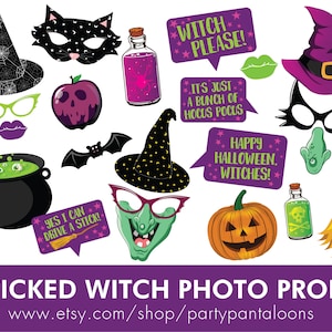 Accesorios para fotomatón de brujas / Fotomatón de Halloween / Descarga instantánea