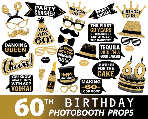60th birthday, photography props, instant download, printable birthday decorations for 60th birthday party, 60 birthday décor