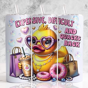 Sassy Rubber Duck Tumbler Wrap PNG iced coffee 20 oz Skinny Tumbler Sublimation Design funny shopping trip PNG bonus sippy cup Digital