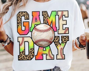 Game Day png, sideline social club, leopard print college letters neon baseball mom png, thick paint png, Digital Download
