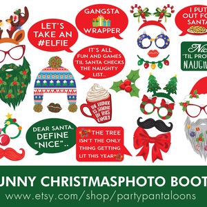 Funny Christmas photo booth props. Christmas day family fun with unique DIY photo booth props. Instant download.