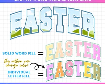 Easter Canva letter frames, Canva template, Digital Download