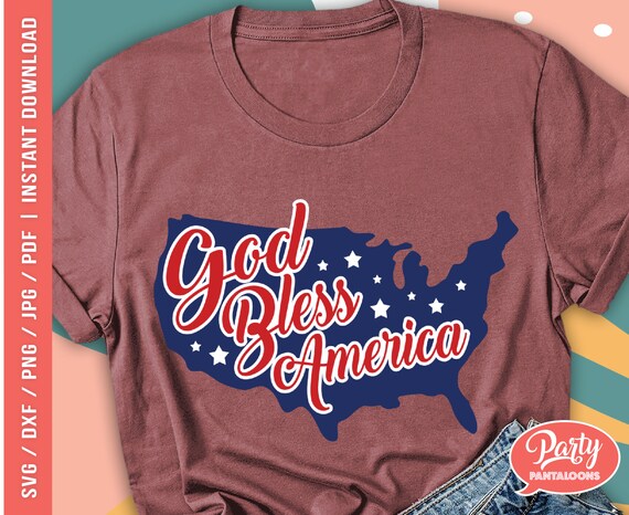 God Bless America SVG. Design for 4th July Independence Day | Etsy