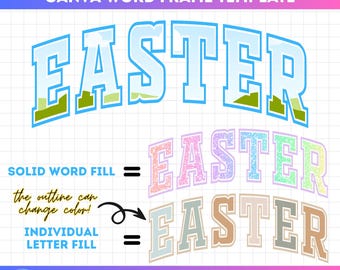 Easter Canva letter frames, Canva template, Digital Download