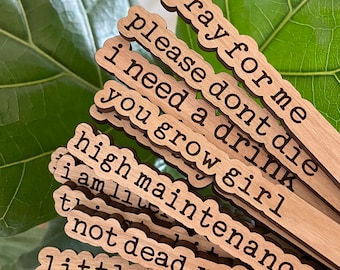 Punny Plant Signs| Plant Markers| Plant Gift | Boho Decor | Vertical Plant Sticks | Garden Accessories