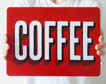 Hand Painted Wooden Coffee Sign