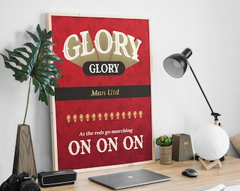 Manchester United Glory Poster | Old Trafford Wall Art | Red Devils Soccer Print