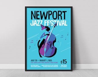 Newport Jazz Festival 1965 Poster: Vintage Music Print, Miles Davis, Coltrane (Digital Download)