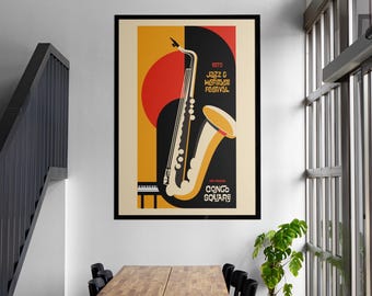 1970 New Orleans Jazz Fest Print: Congo Square Retro Art (Digital Print)