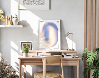 Minimalist Abstract Arch Print, Pastel Scandinavian Poster, Neutral Gradient Decor