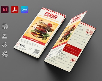 Editable Burger Menu Template, Fast Food Takeaway Design (Digital Download)