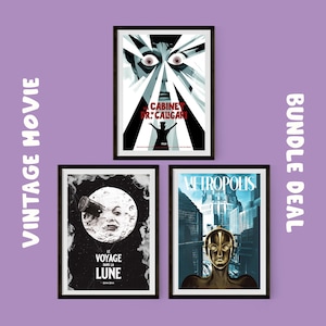 Cult Vintage Movie Poster Set: Metropolis, A Trip to the Moon, Dr. Caligari (Digital Download)