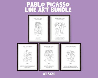 Picasso Line Art Prints: Museum Collection (5 PDF Downloads)
