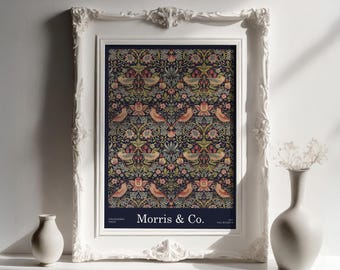William Morris Strawberry Thief Print: Vintage Botanical Arts & Crafts Poster