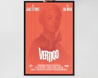 Vertigo - Poster minimalista, Alfred Hitchcock - James Stewart, Kim Novak, póster de pelicula