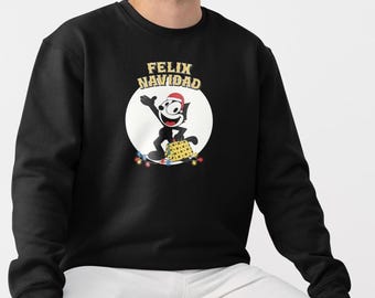 Felix the Cat Feliz Navidad Sweatshirt, Unisex Christmas Jumper