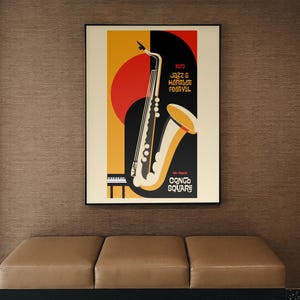 Vintage Jazz Festival Poster – 1970 New Orleans Congo Square | Retro Wall Art, Soulful Music Print, Boho Decor
