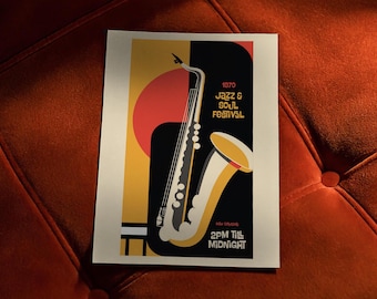 Vintage New Orleans Jazz Festival Poster, Retro Music Wall Art (Digital Download)