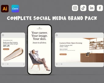 Social Media Template Pack | Canva & Photoshop Branding Kit | LinkedIn Instagram Facebook TikTok Templates