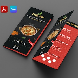 Indian Restaurant Menu Template: A4 Trifold Brochure (Canva & InDesign Editable Layout)