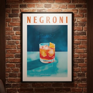 Negroni-cocktailprint: minimalistische Italiaanse aperitivobarkunst