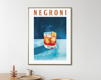 Negroni Cocktail Print: Minimalist Italian Aperitivo Bar Art