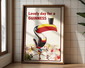 Vintage Guinness Toucan Poster: Irish Pub Bar Decor (Digital Download)