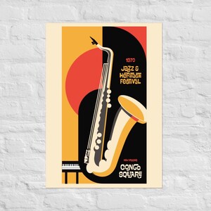 Póster del Festival de Jazz de Nueva Orleans, póster del Festival de Jazz de 1970, arte mural de música jazz, póster de música retro, póster de festival vintage, impresión de jazz