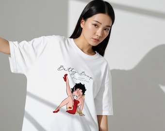 Betty Boop Retro Graphic T-Shirt, Vintage Cartoon Style Top