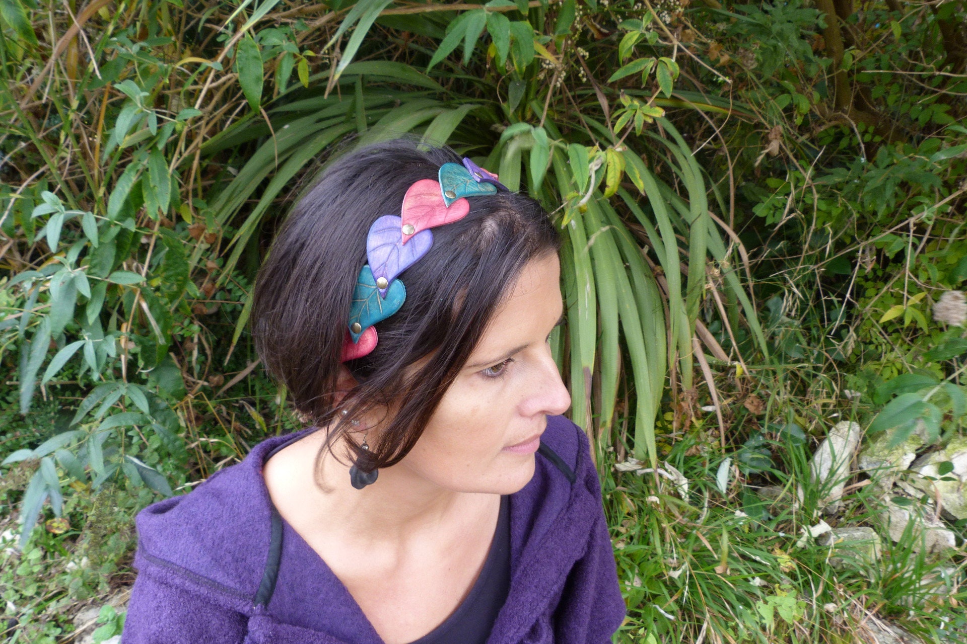 Bandeau en Cuir Petite Elfe Petites Feuilles