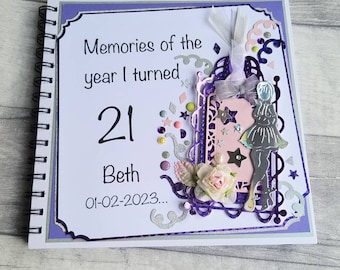 21st birthday memory book, Personalised 21st birthday gift her, memories of the year I turned 21, 21st gift for her, 21st gift for him
