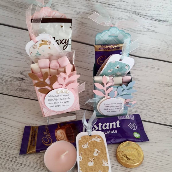 Hot chocolate treats,Spa  pamper parties, Personalised free. Spa  box, Party favours, Wedding favour, Easter treat box, Children's favours.