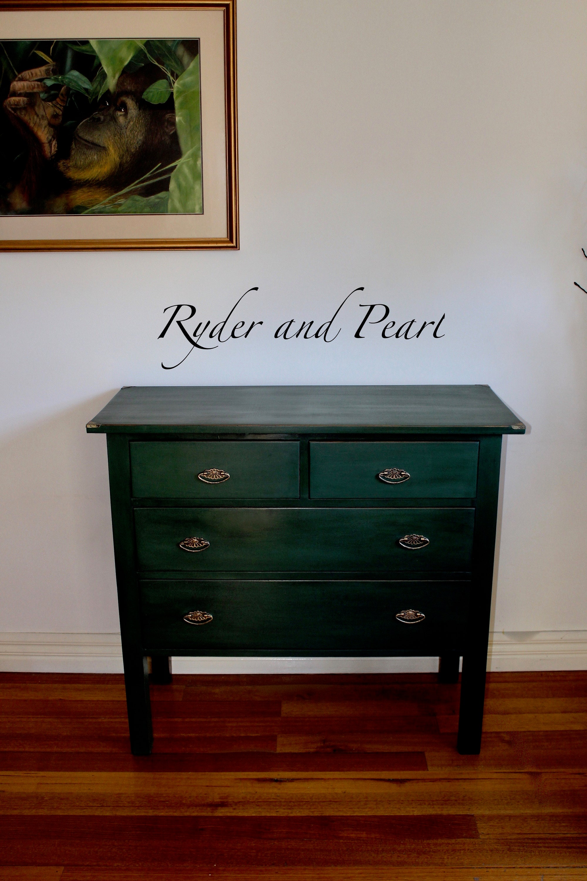 Sold Dark Green Chest Of Drawers Etsy