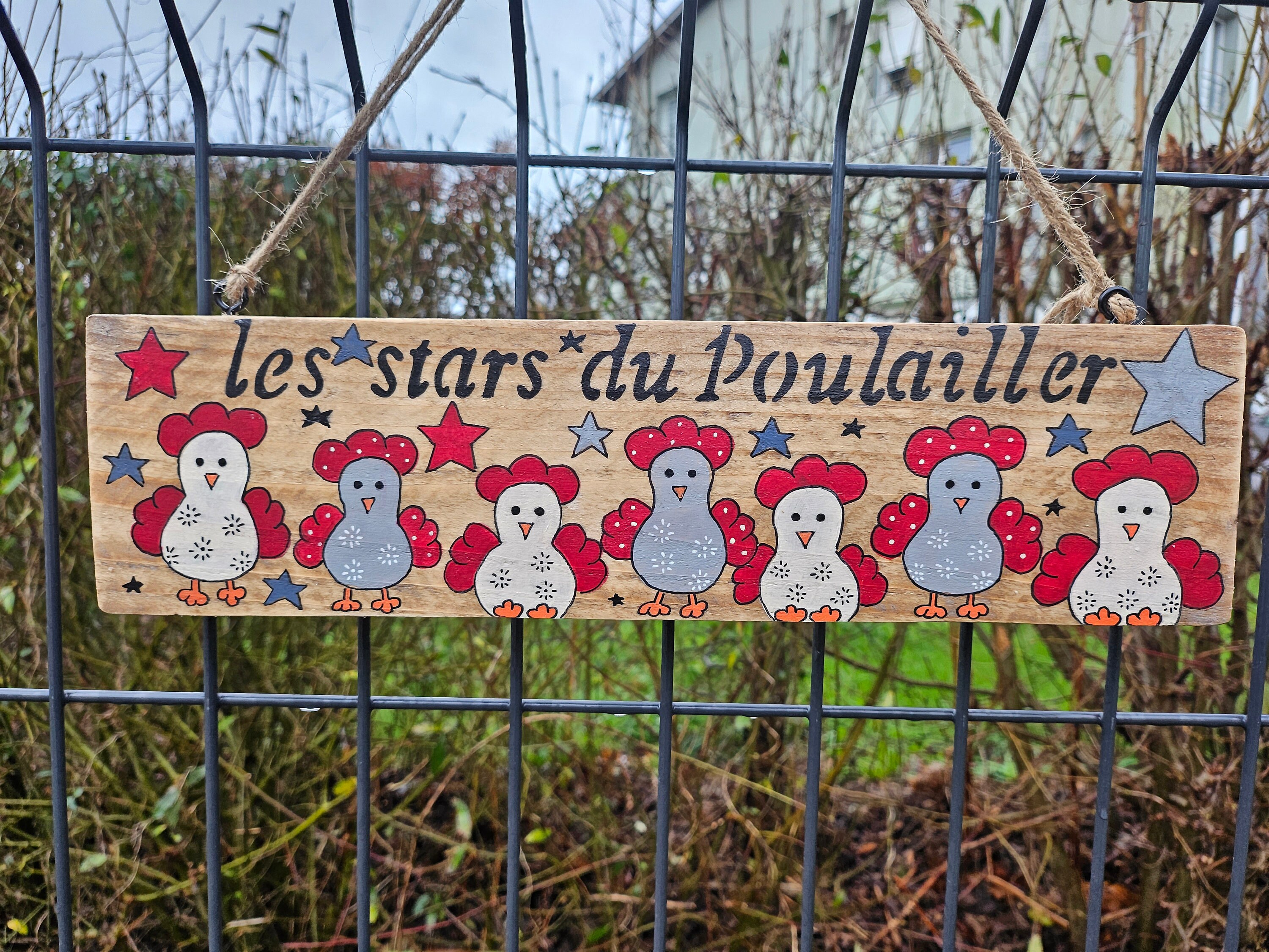 Lot De 5 Plaques Déco Rétro En Tôle - Motif Poule - 20x30cm - Décoration Poulailler Ou Maison Campagne