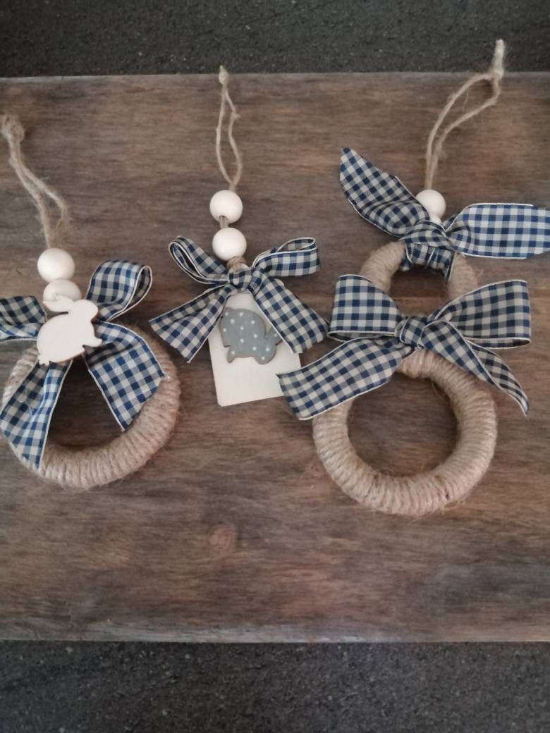 Décoration de Pâques, Lapins Lot 3 Ornements à Suspendre, Lapins