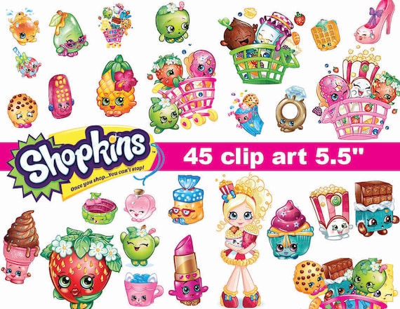 45 Shopkins Clipart printable PNG Digital Clipart Graphic