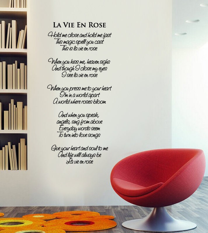 Wall Vinyl Decal Song Lyrics La Vie En Rose By Etsy Wall Vinyl Decal Song Lyrics La Vie En Rose By Etsy