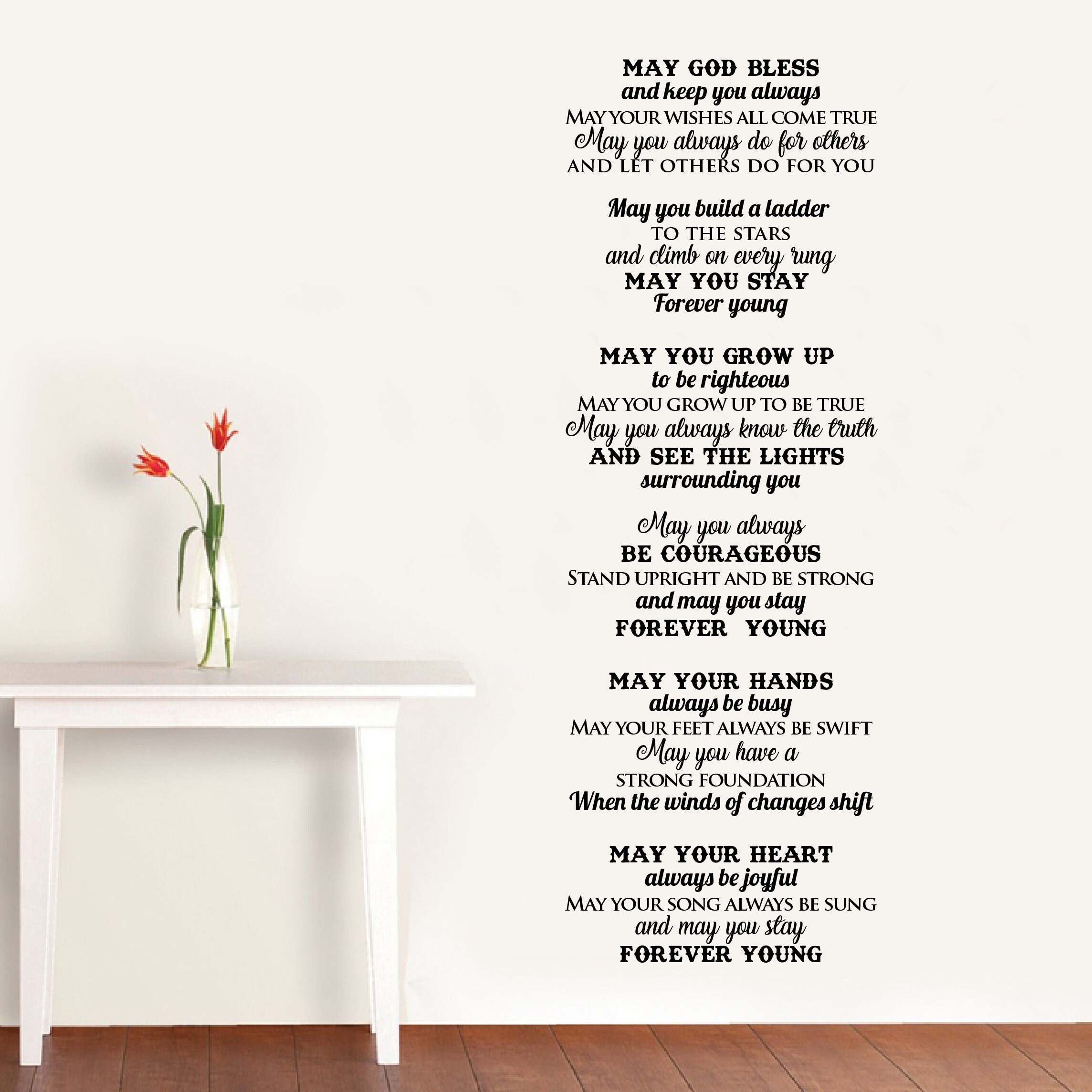 Wall Vinyl Decal song lyrics Forever Young by Bob Etsy