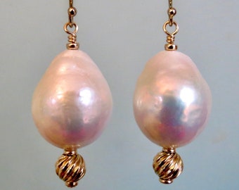 Rock Lobster Designs Gold Pearl Teardrop Dangle and Drop Earrings