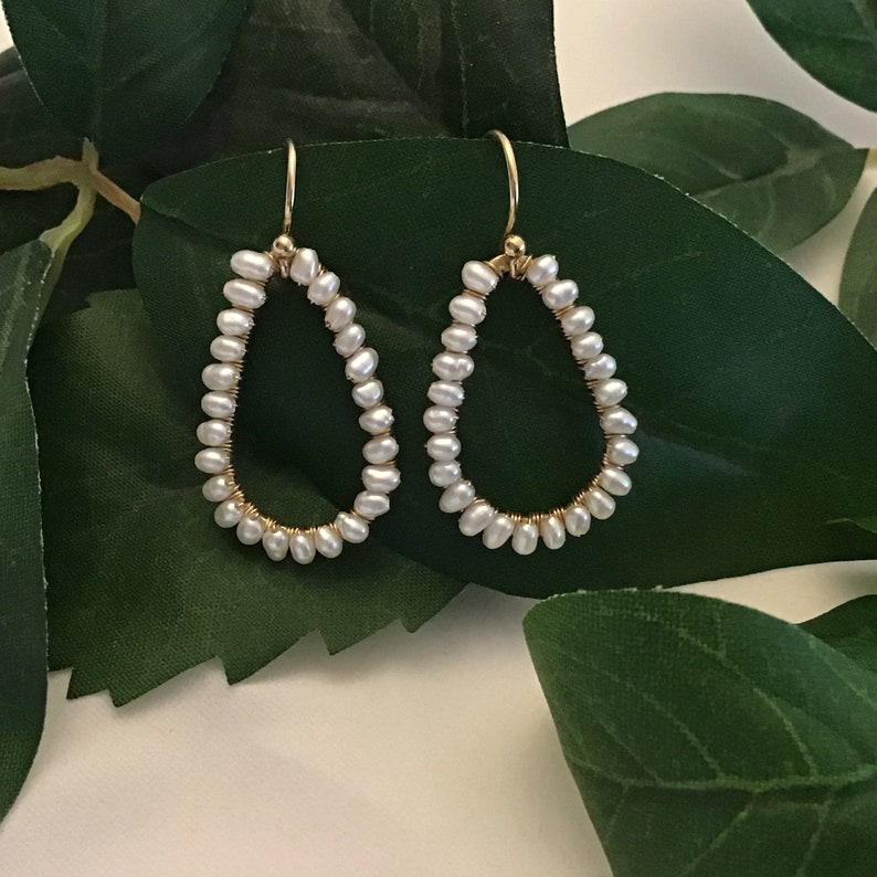 Rock Lobster Designs Gold Pearl Teardrop Dangle and Drop Earrings