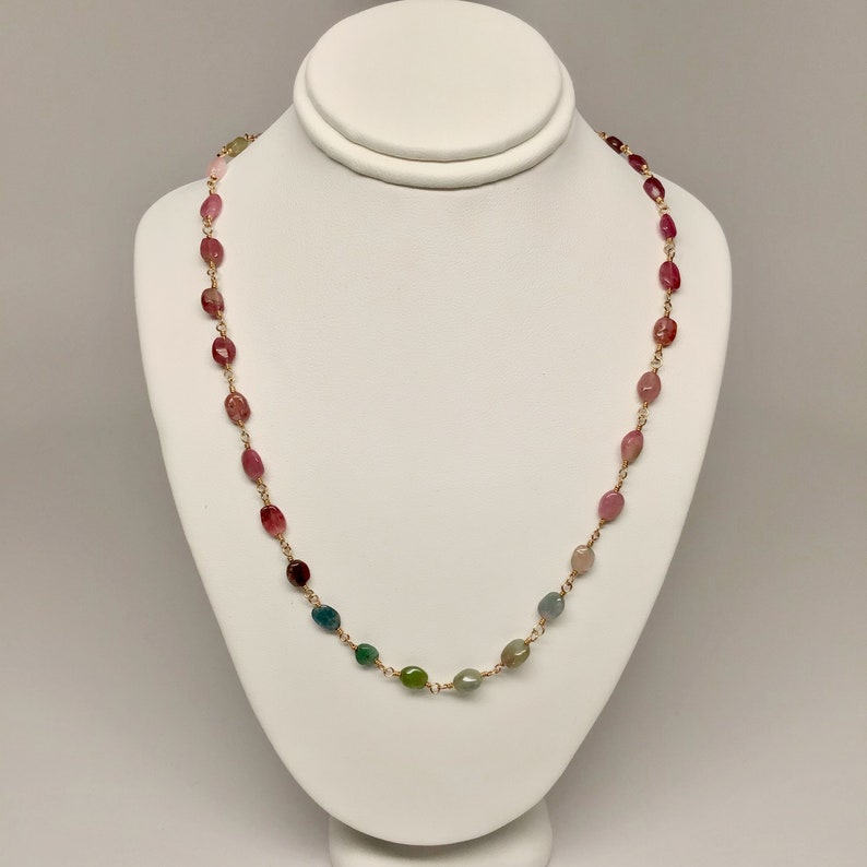 Rock Lobster Designs Rainbow Tourmaline Gemstone Wire Wrapped Necklace