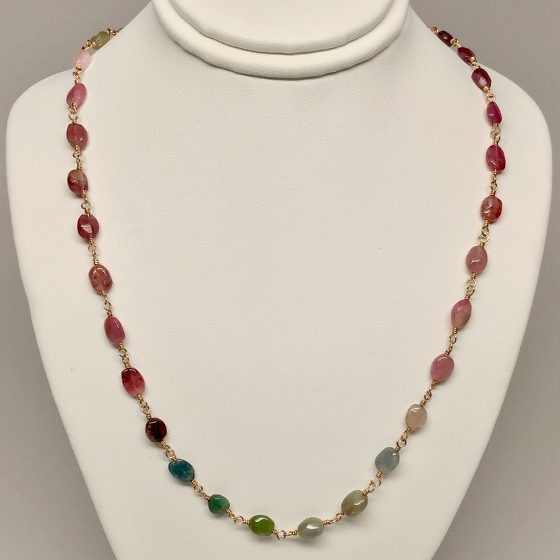 Rock Lobster Designs Rainbow Tourmaline Gemstone Wire Wrapped Necklace