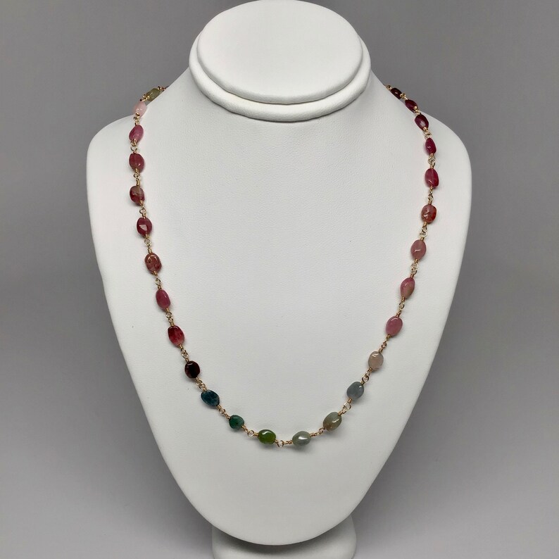 Rock Lobster Designs Rainbow Tourmaline Gemstone Wire Wrapped Necklace