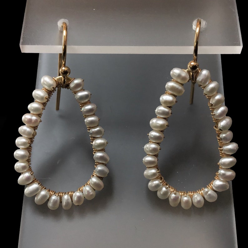 Rock Lobster Designs Gold Pearl Teardrop Dangle and Drop Earrings