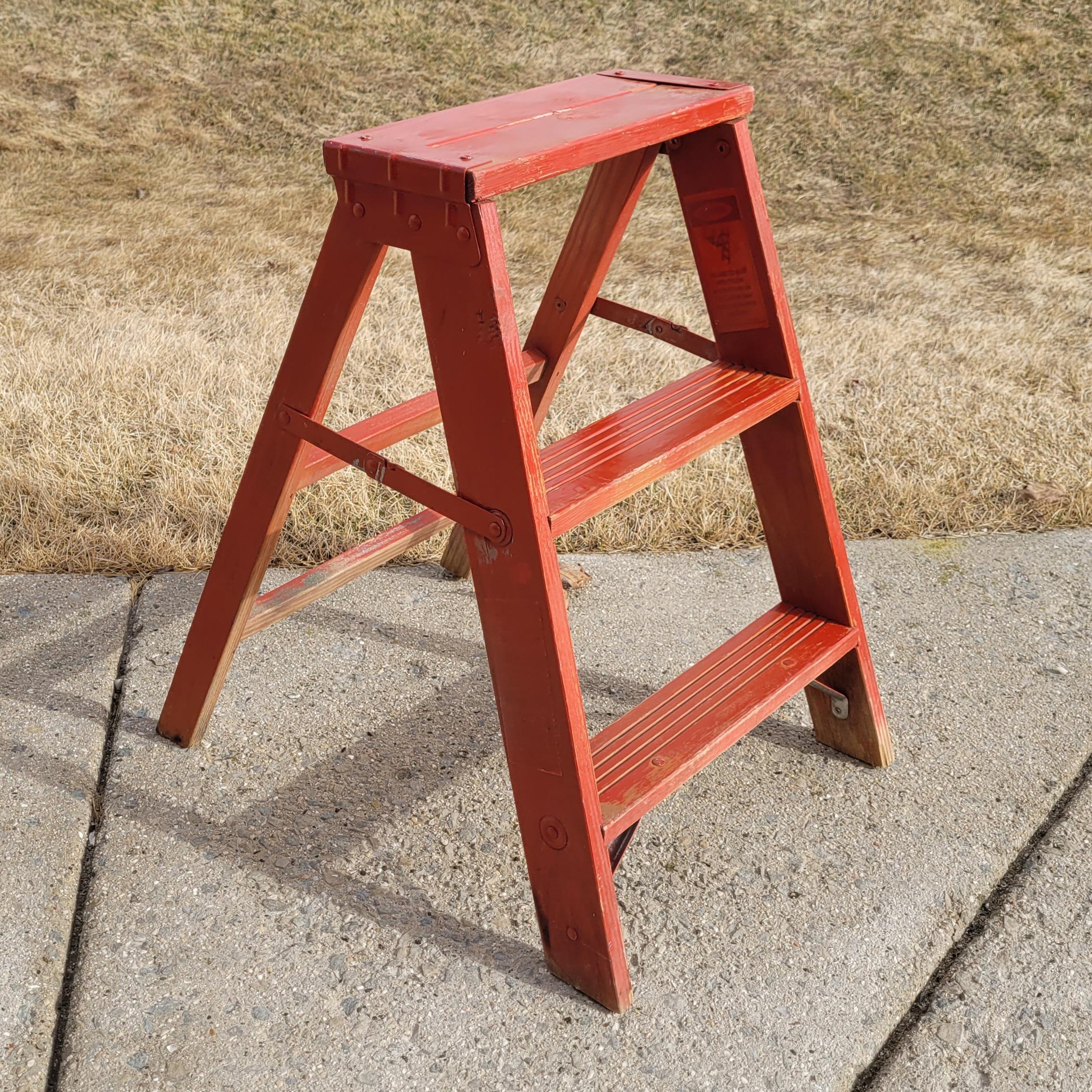 Vtg Red Painted Wood Step Ladder Plant Stand Porch Display Decor - Etsy