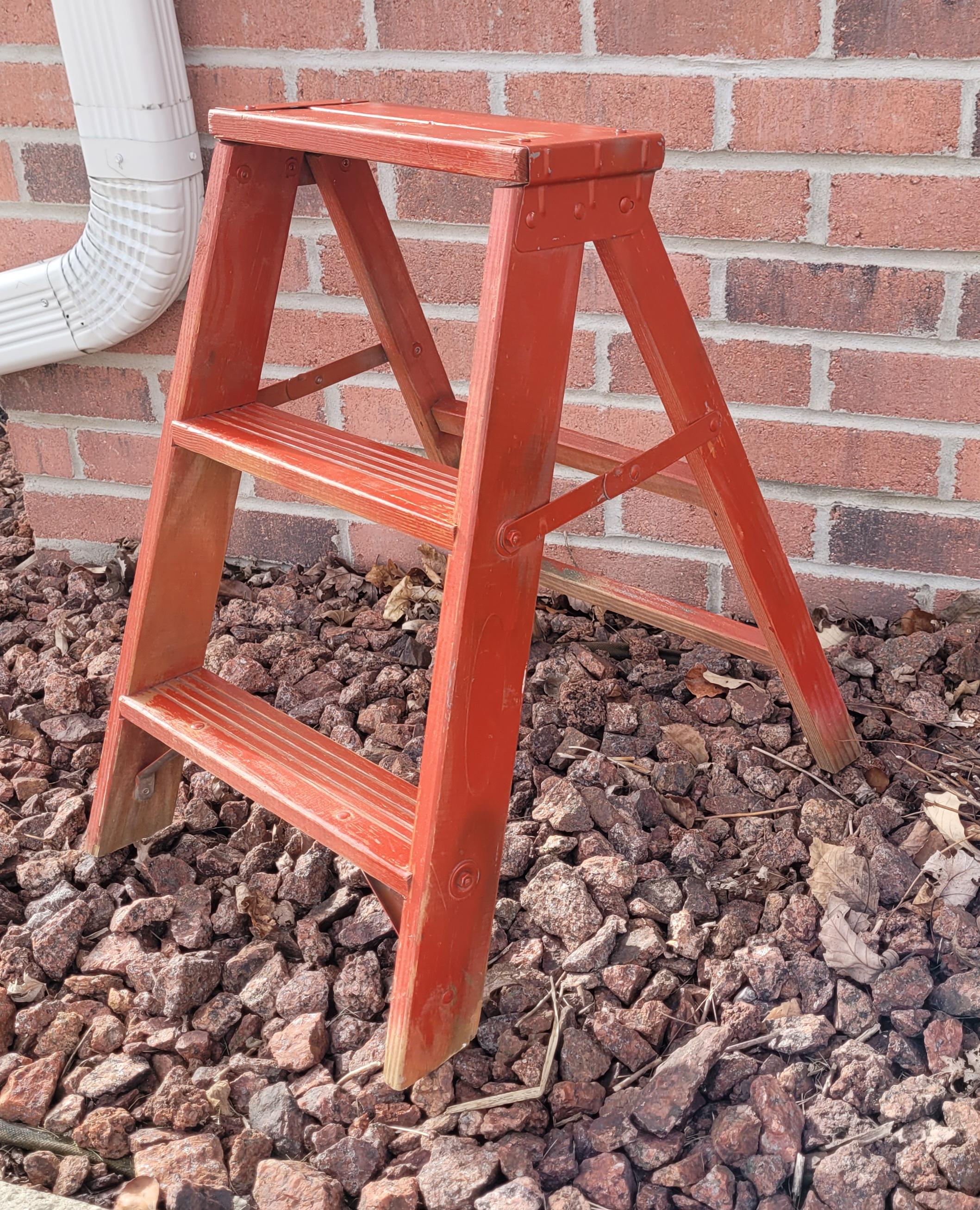 Vtg Red Painted Wood Step Ladder Plant Stand Porch Display Decor - Etsy